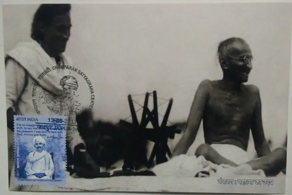 Champaran_Satyagraha_Centenary_Maximum_Card._Collectible_item_(Stamp_issue:_2017;_face_value:)_-_Pack_of_3