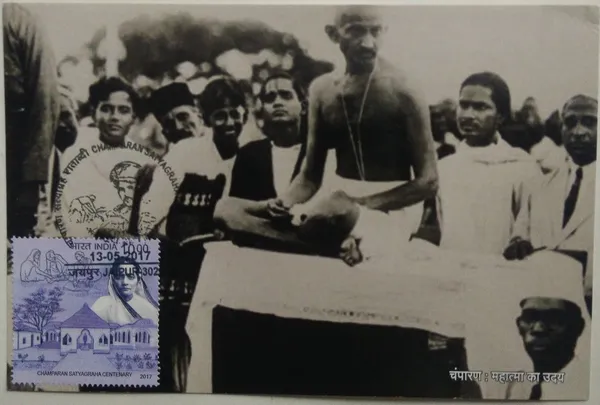 Champaran_Satyagraha_Centenary_Maximum_Card._Collectible_item_(Stamp_issue:_2017;_face_value:_)_-_Pack_of_3