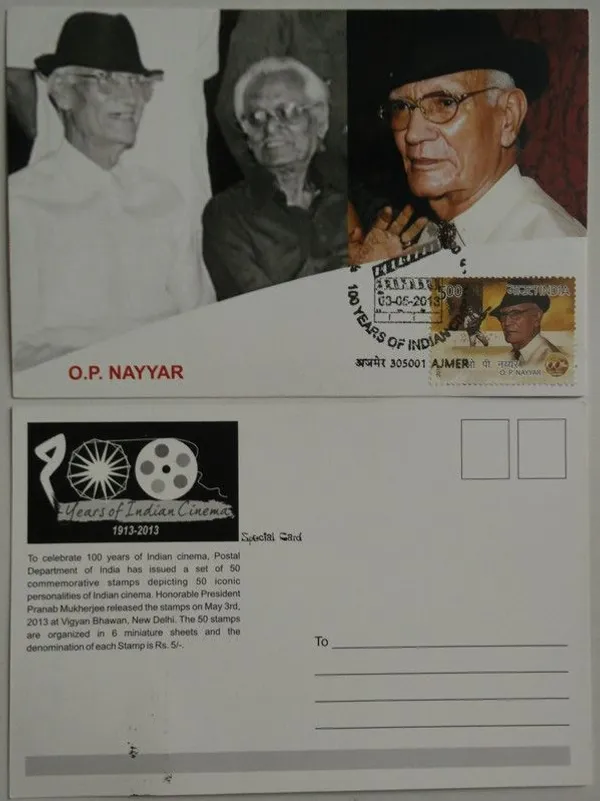 O_P_Nayar_(100_Years_Of_Indian_Cinema)_Maximum_Card_-_Pack_of_3