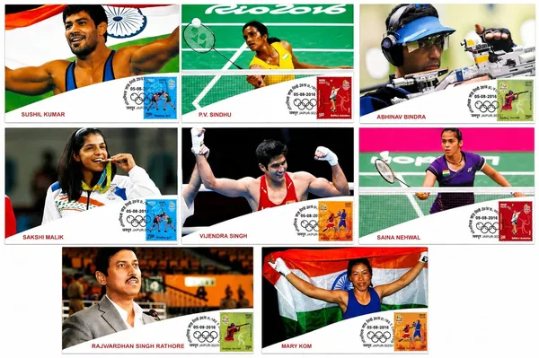 India_-_Indian_Olympic_Heroes_India_Post_Special_Cancellation_Set_of_8_Maximum_Cards_(Stamp_issue:_2016;_face_value:_and)