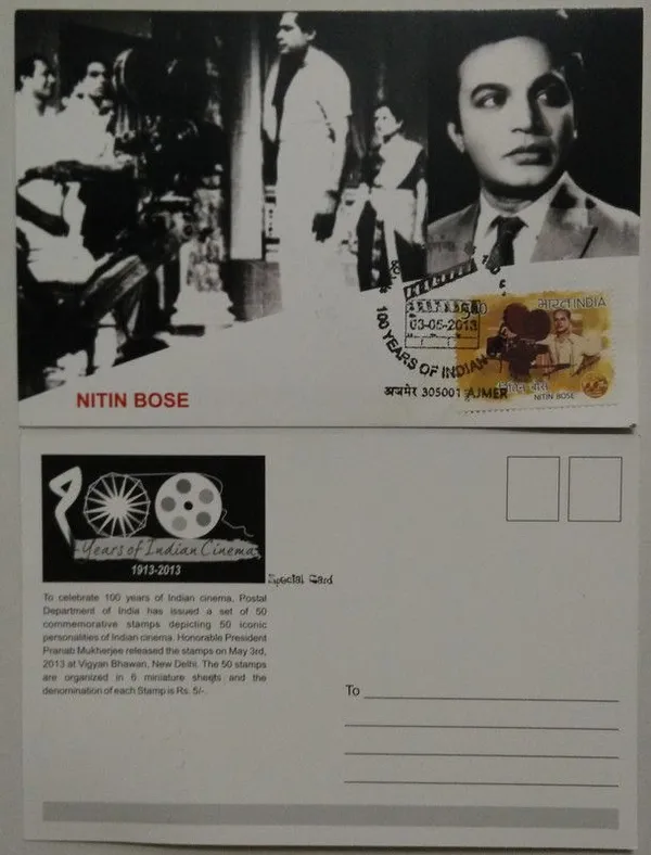 Nitin_Bose_(100_Years_Of_Indian_Cinema)_Maximum_Card_-_Pack_of_3