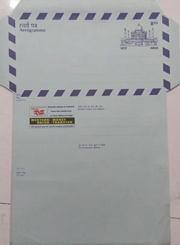 India_AEROGRAMME-Taj_Mahal_(2002)_8.50paise_-_Aerogram_-_Pack_of_2
