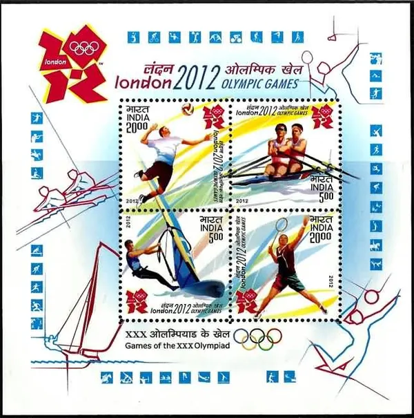 India_-_London_2012_Olympic_Games_-_2012_(Indian_Miniature_Sheets)_-_Stamp_-_MNH
