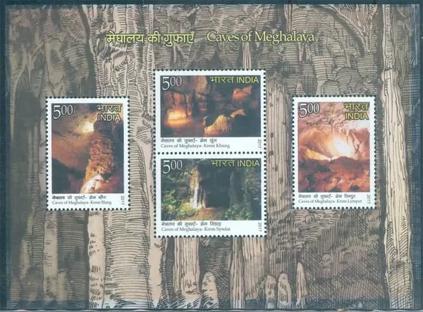 India_-_Caves_of_Meghalaya-2017_India_n_Miniature_Sheets_-_Stamp_-_MNH_-_Pack_of_2