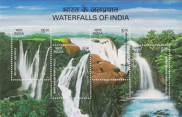 India_-_Water_Falls_-2003_(Indian_Miniature_Sheets)_-_Stamp_-_MNH