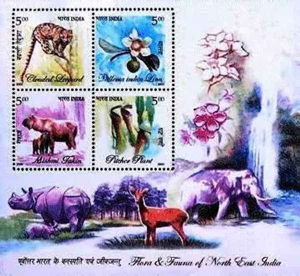 India_-_Flora_Fauna_Of_North_East_India_-_2005_(indian_Miniature_Sheets)_-_Stamp_-_MNH
