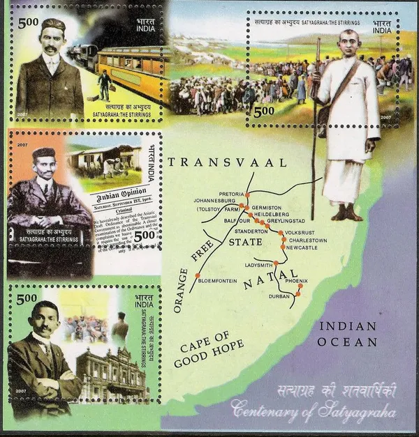 India_-_Satyagraha_Centenary_2007_-_2007_(Indian_Miniature_Sheets)_-_Stamp_-_MNH