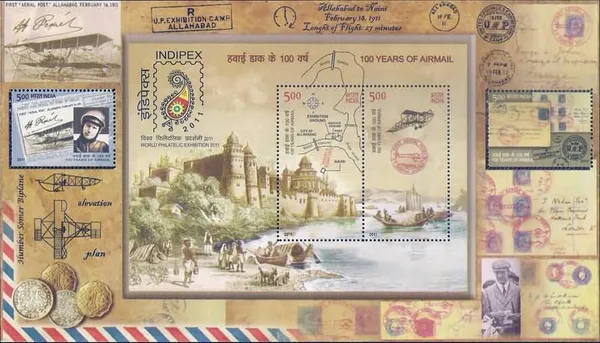 India_-_100_Years_of_Airmail-_2011_(Indian_Miniature_Sheets)_-_Stamp_-_MNH