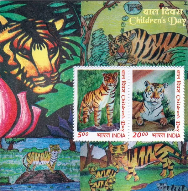 India_-_Childrens_Day_-_2011_(Indian_Miniature_Sheets)_-_Stamp_-_MNH_-_Pack_of_2