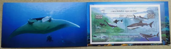 2009_-_India-Philippines_Joint_Issue_Butanding_Gangetic_Dolphin_Presentation_Pack_-_Stamp_-_MNH