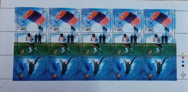 India_-_2007_-_Military_World_Games_(Indian_Se-Tenants_Full_sheet)_-_Stamp_-_MNH_(Face_value:)