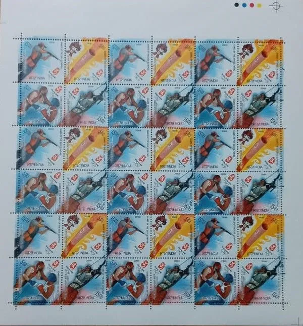 India_-_2008_-_Beijing_Olympic_Games_Indian_Se_Tenants_FULL_SHEET_-_Stamp_-_MNH_(Face_values:_/_)
