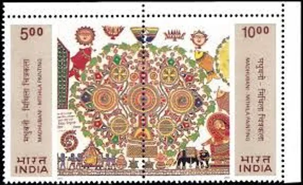 India_-_2000_-_Mithila_Paintings_(Indian_Se-Tenants)_-_Stamp_-_MNH