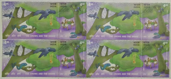 India_-_2001_-_Panchatantra_Stories_(Se-Tenant_Block_Of_4)_-_Stamp_-_MNH_(Face_value:_Rs._4)