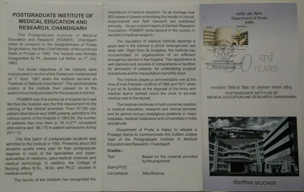 India_-_SBR_-_2013_-_Post-Graduate_Institute_Of_Medical_Education_Research_Medicine,_Emblem,_Hands_-_Pack_of_3
