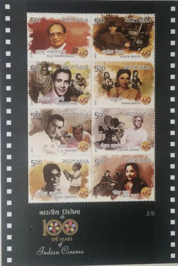 India_-_2013_-_100_Years_of_Cinema_(Sheetlets)_-_Stamp_-_MNH