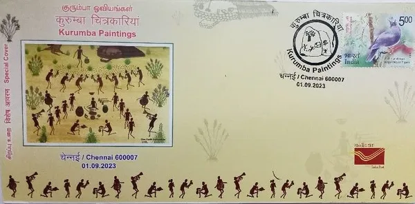 INDIA_-_Special_Cover_-_01-09-2023_-_Kurumba_Painting_-_Pack_of_3