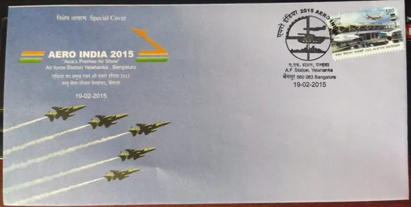 INDIA_-_Special_Cover_-_19-02-2015_-_Aero_2015_(Single_stamp)_-_Pack_of_2