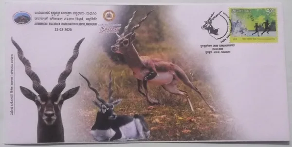 INDIA_-_Special_Cover_-_23-02-2020_-_Jayamangali_Blackbuck_conservation_Reserve_Madhugiri_-_Pack_of_3