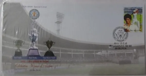 INDIA_-_Special_Cover_-_28-06-2014_-_Celebration-Winner_of_3_Trophies_-_Pack_of_2