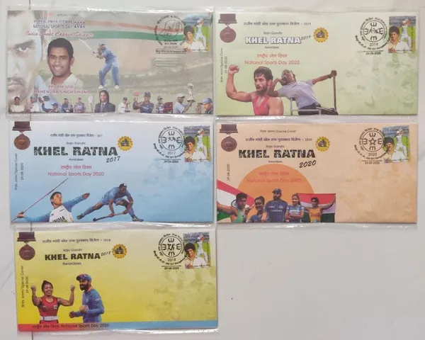 INDIA_-_Special_Cover_-_29-08-2020_-_National_Sports_Day_(Set_Of_5)