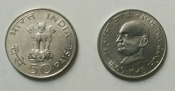 India_-_1969_-_50_Paise_-Mahatma_Gandhi_1869-1948_Centenary_Issue-1_No-_UNC_-_Pack_of_2