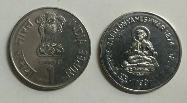 India_-_1999_-_1_Rupee_-_SAINT_DNYANESHWAR-_1_No_-_Pack_of_2