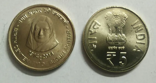 India_-_2014_-_5_Rupees_Begum_Akhtar_Birth_Centenary_(1914-2014)_UNC_(1_No)_-_Pack_of_3