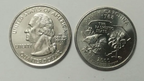 United_States_Quarter_Dollar_South_Carolina_State_1_Coin_(#_8/50)_UNC_-_Pack_of_2
