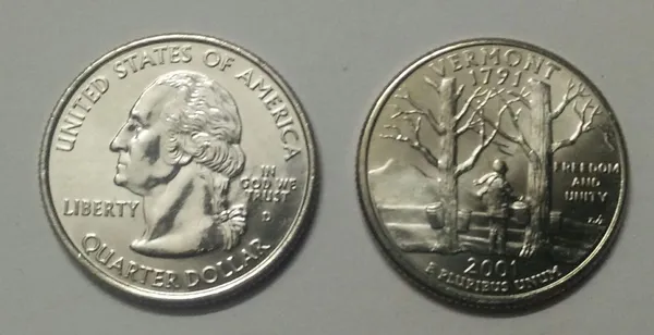 United_States_Quarter_Dollar_Vermont_State_1_Coin_(#_1450)_UNC_-_Pack_of_2
