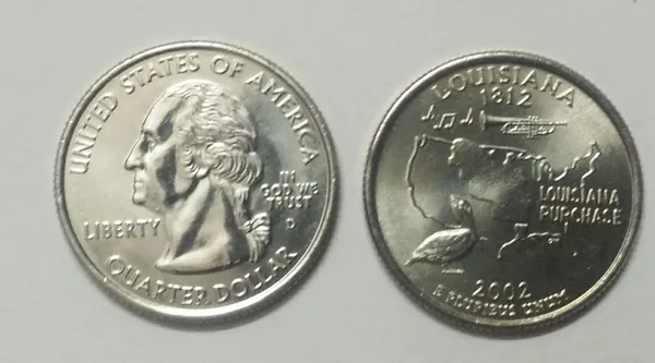 United_States_Quarter_Dollar_Louisiana_State_1_Coin_(#_18/50)_UNC_-_Pack_of_2