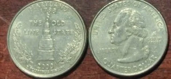 United_States_Quarter_Dollar_Maryland_State_1_Coin_(#_7/50)_Used_-_Pack_of_3