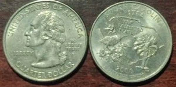 United_States_Quarter_Dollar_South_Carolina_State_1_Coin_(#_8/50)_Used_-_Pack_of_3