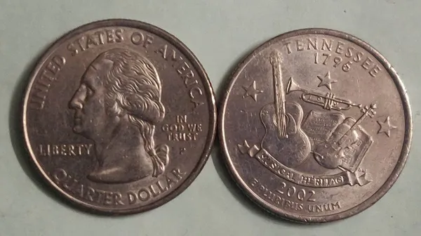 United_States_Quarter_Dollar_Tennessee_State_1_Coin_(#_16/50)_Used_-_Pack_of_3
