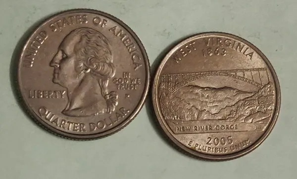 United_States_Quarter_Dollar_West_Virginia_State_1_Coin_(#_35/50)_Used_-_Pack_of_3