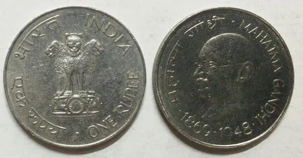 India_-_1_Rupee_-_MAHATMA_GANDHI_1869_-_194_-_Pack_of_2