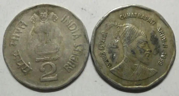 India_-_1999_-_2_Rupees_-_Chhatrapati_Shivaji_Used_1_No_-_Pack_of_2