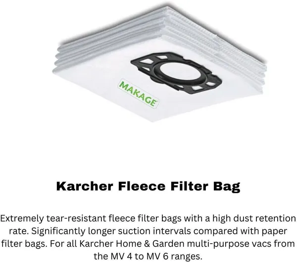 White_Karcher_Filter_Bag_Fleece_Pvc_Set_Mv4,_Mv5_&_Mv6_Vacuum_Cleaners_Handheld_Vacuum_Cleaner