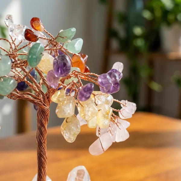 7_Chakra_Tree_With_Light_And_Cluster_With_Wood_Base_3-4_Crt