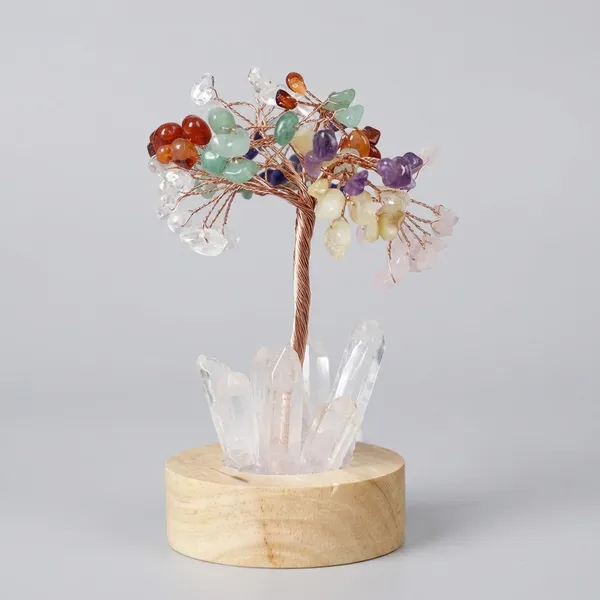 7_Chakra_Tree_With_Light_And_Cluster_With_Wood_Base_3-4_Crt
