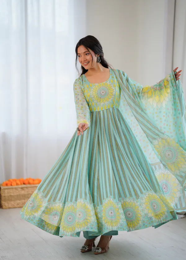Mint_Green_And_Yellow_Printed_Anarkali_Suit_Set_With_Dupatta_For_Women