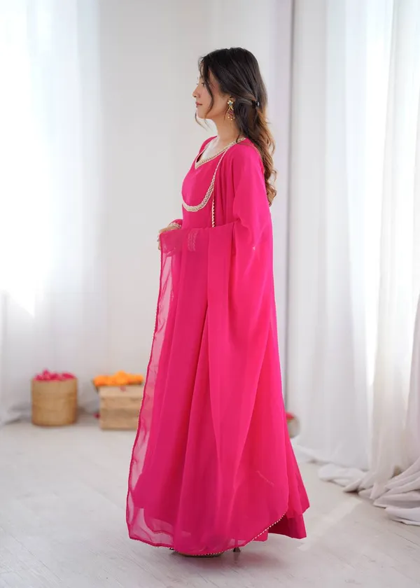 Rani_Pink_Georgette_Anarkali_Suit_Set_With_Dupatta_And_Gold_Trim_For_Women
