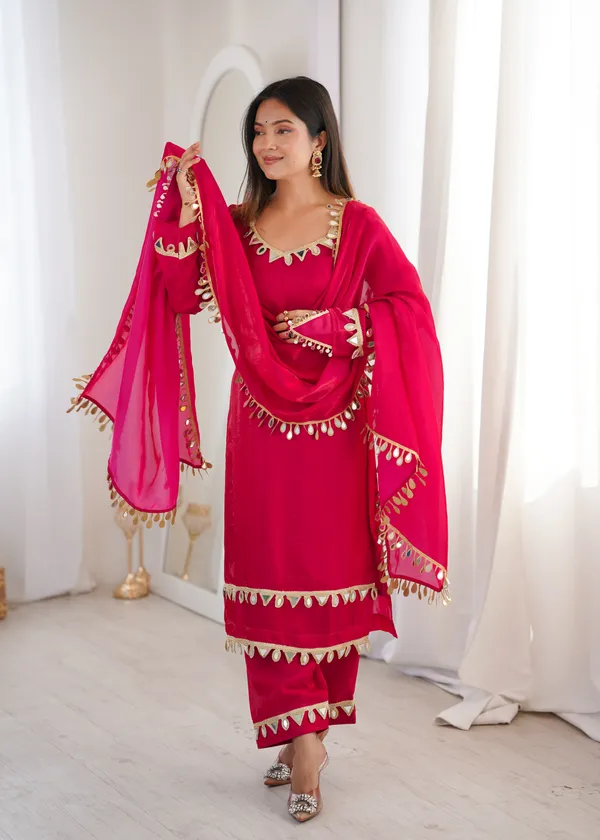 Pink_Ethnic_Suit_Set_With_Golden_Leaf_Border_Detailing_And_3_Piece_Kurta_And_Palazzo_Dupatta_For_Women