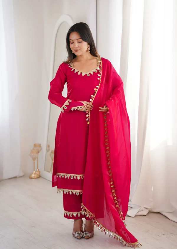Pink_Ethnic_Suit_Set_With_Golden_Leaf_Border_Detailing_And_3_Piece_Kurta_And_Palazzo_Dupatta_For_Women