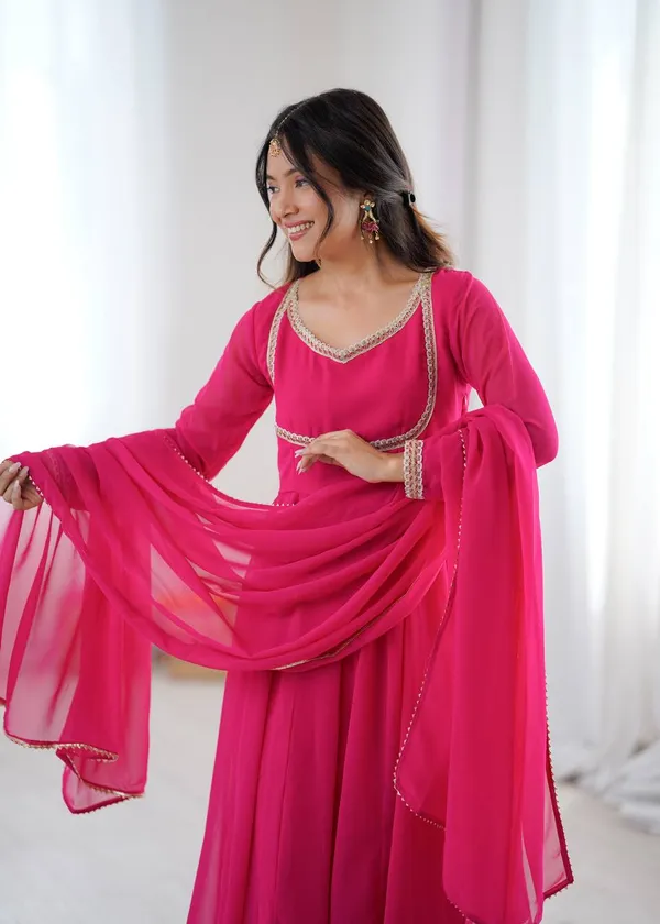 Rani_Pink_Georgette_Anarkali_Suit_Set_With_Dupatta_And_Gold_Trim_For_Women
