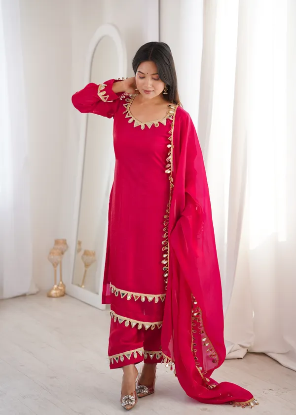 Pink_Ethnic_Suit_Set_With_Golden_Leaf_Border_Detailing_And_3_Piece_Kurta_And_Palazzo_Dupatta_For_Women