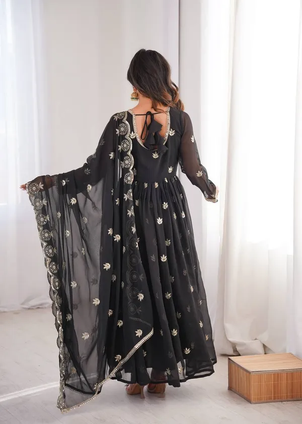Black_Anarkali_Suit_Set_With_Golden_Embroidery_And_Dupatta_For_Women