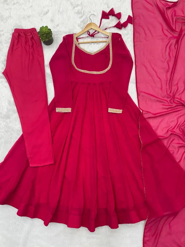 Rani_Pink_Georgette_Anarkali_Suit_Set_With_Dupatta_And_Gold_Trim_For_Women