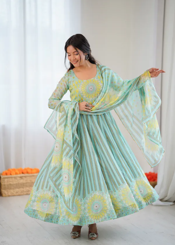 Mint_Green_And_Yellow_Printed_Anarkali_Suit_Set_With_Dupatta_For_Women