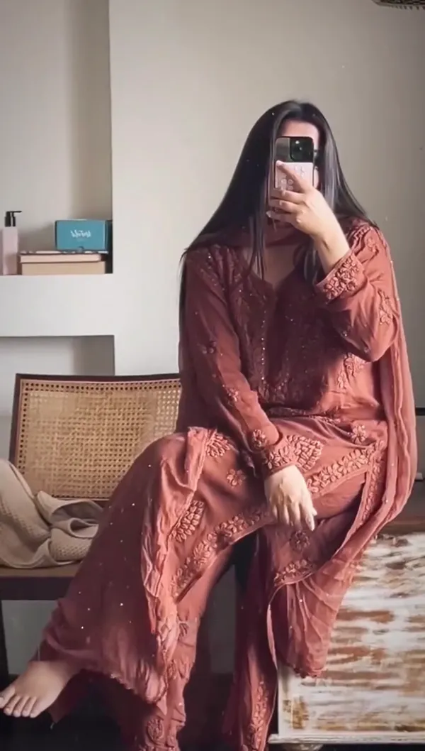 Brown_Embroidered_Georgette_Salwar_Suit_Set_For_Women